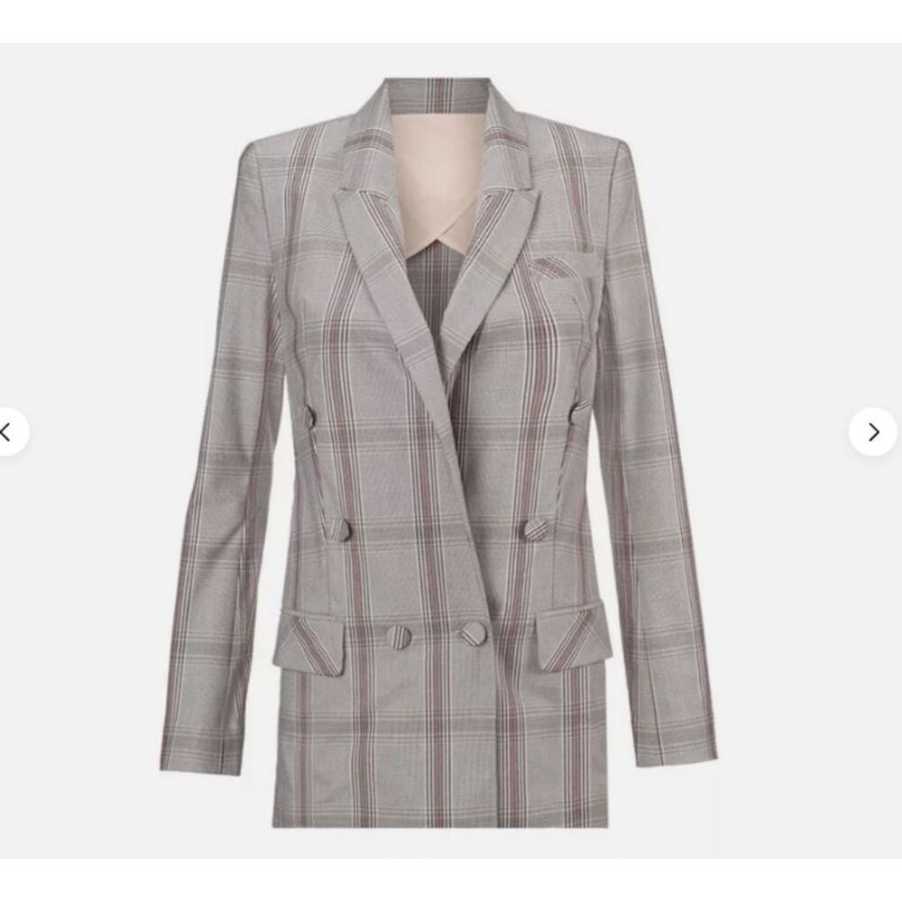 NEW CABI Sz 8 Sleuth Structured Blazer Cranbury Crush Long Double Breasted